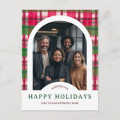 Business Corporate Holiday Plaid CUSTOM Arch PHOTO Briefkaart (Voorkant)