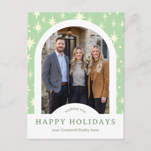 Business Corporate Holiday Stars CUSTOM Arch PHOTO Briefkaart (Voorkant)