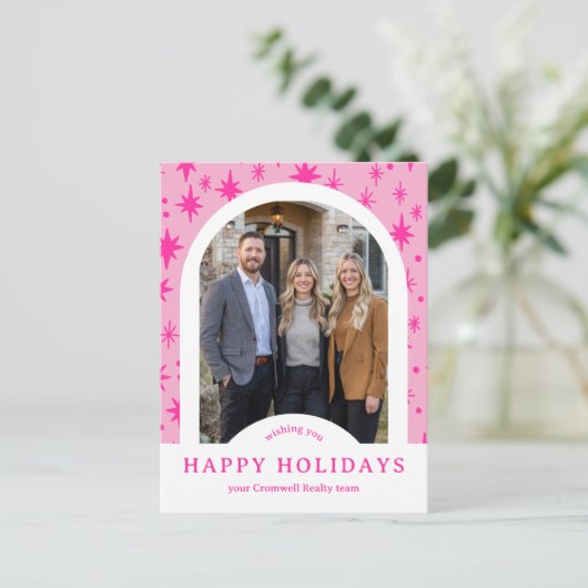Business Corporate Holiday Stars CUSTOM Arch PHOTO Briefkaart (Staand voorkant)