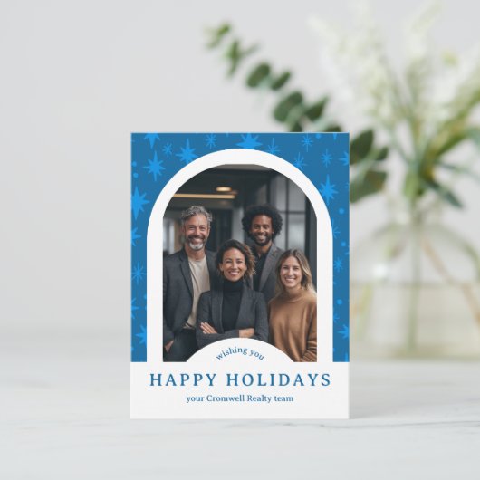 Business Corporate Holiday Stars CUSTOM Arch PHOTO Briefkaart (Staand voorkant)