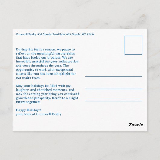 Business Corporate Holiday Stars CUSTOM Arch PHOTO Briefkaart (Achterkant)