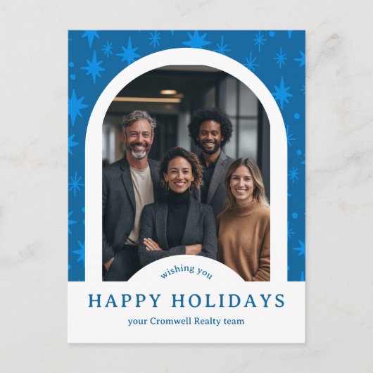Business Corporate Holiday Stars CUSTOM Arch PHOTO Briefkaart (Voorkant)