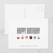 Business Cupcake Happy Birthday Briefkaart (Voorkant / Achterkant)