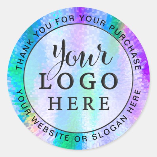 Business Custom Logo Iridescent Holographic Ronde Sticker (Voorkant)