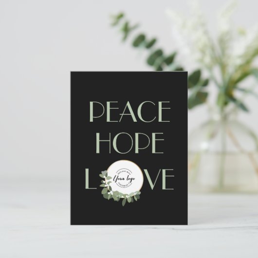 Business Custom Logo Modern Wreate Peace Hope-lief Feestdagenkaart (Staand voorkant)