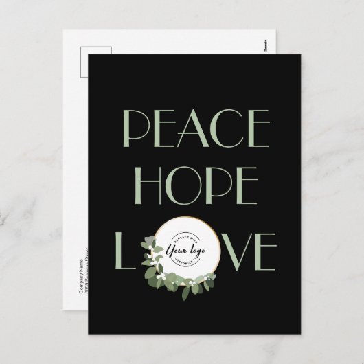 Business Custom Logo Modern Wreate Peace Hope-lief Feestdagenkaart (Voorkant / Achterkant)