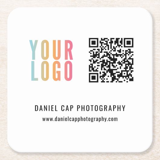 Business Custom Logo QR Code Kartonnen Onderzetters (Voorkant)