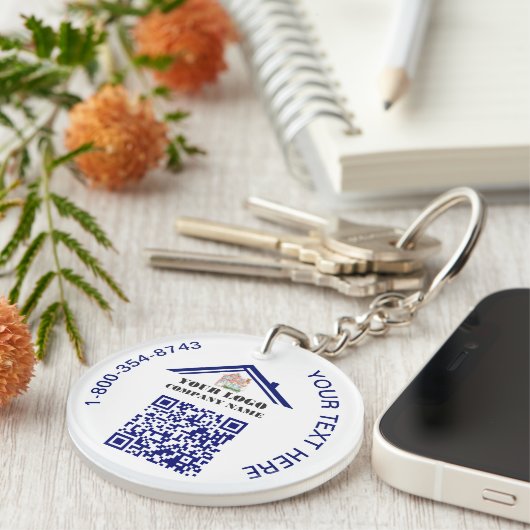 Business Custom Logo QR Code Sleutelhanger (Voorkant Rechts)