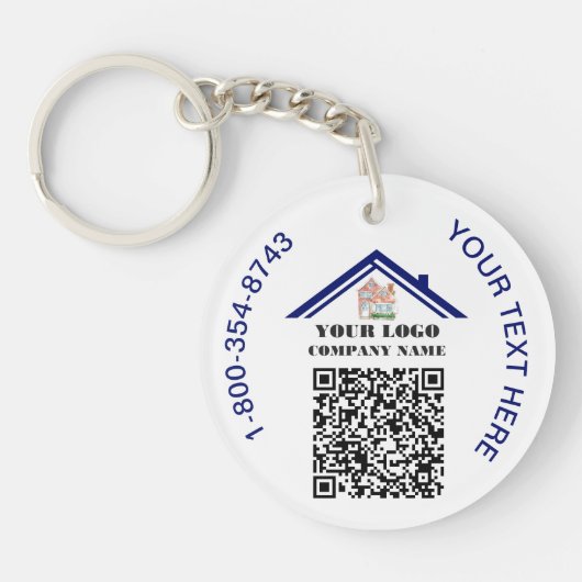 Business Custom Logo QR Code Sleutelhanger (Voorkant)