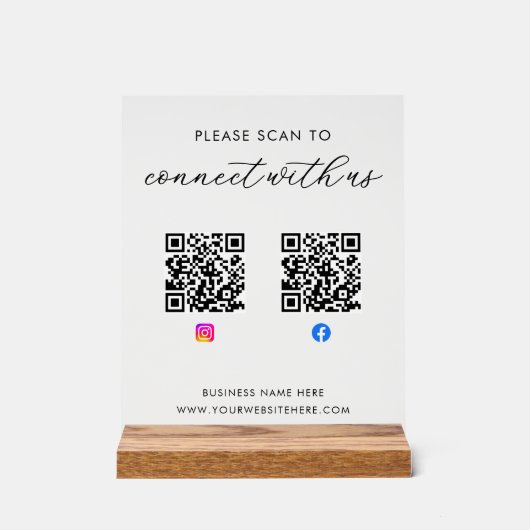 Business Custom QR Code Acryl Bord (Voorkant)