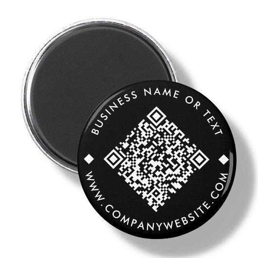 Business Custom QR Code Black Magnet