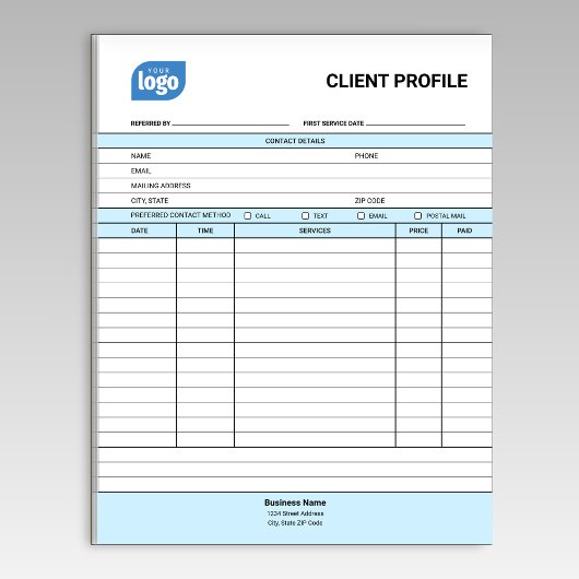 Business Customer Client Profile Sheet Notepad Notitieblok