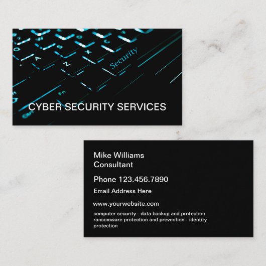 Business Cyber Security Services Visitekaartje (Voorkant / Achterkant)