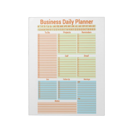 Business Daily Planner, Nieuwjaar Notitieblok (Linkerzijde)