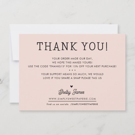 BUSINESS DANK U chic eenvoudig modern blush roze Bedankkaart (Voorkant)