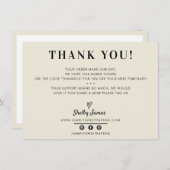 BUSINESS DANK U chic eenvoudig modern ivoor zwart Bedankkaart (Voorkant / Achterkant)