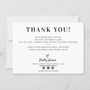 BUSINESS DANK U chic eenvoudig modern zwart wit Bedankkaart