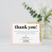 BUSINESS DANK U chic glam goud blush roze LOGO Bedankkaart (Staand voorkant)