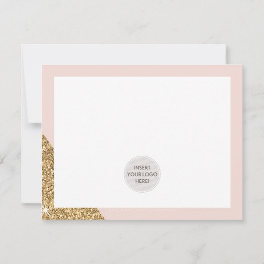 BUSINESS DANK U chic glam goud blush roze LOGO Bedankkaart (Achterkant)