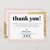 BUSINESS DANK U chic glam goud blush roze LOGO Bedankkaart (Voorkant / Achterkant)