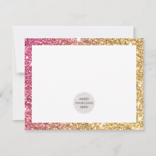 BUSINESS DANK U chic glam goud roze glitter Bedankkaart (Achterkant)