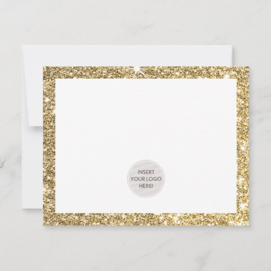 BUSINESS DANK U chic glam gouden glitter LOGO Bedankkaart (Achterkant)