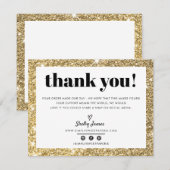 BUSINESS DANK U chic glam gouden glitter LOGO Bedankkaart (Voorkant / Achterkant)