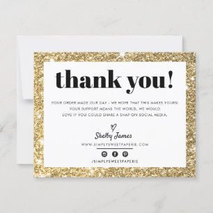 BUSINESS DANK U chic glam gouden glitter LOGO Bedankkaart
