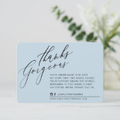 BUSINESS DANK U chic kalligrafie eend ei blauw Bedankkaart (Staand voorkant)