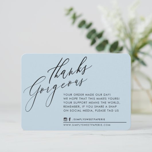 BUSINESS DANK U chic kalligrafie eend ei blauw Bedankkaart (Staand voorkant)