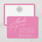 BUSINESS DANK U chic kalligrafie roze achterkant Bedankkaart (Voorkant / Achterkant)