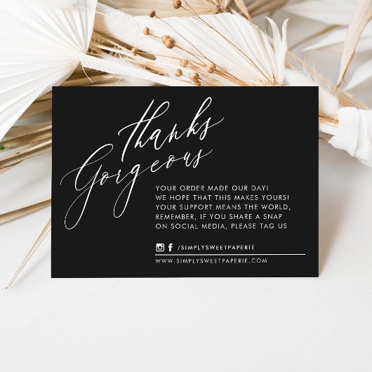 BUSINESS DANK U chic kalligrafie zwart achterkant Bedankkaart