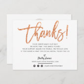 BUSINESS DANK U chic koper glitter script Bedankkaart (Voorkant / Achterkant)