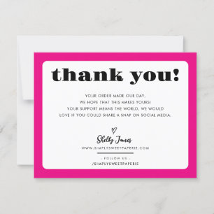 BUSINESS DANK U chic logo modern fuschia roze Bedankkaart