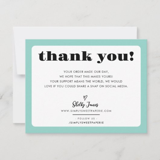 BUSINESS DANK U chic logo modern mint groen Bedankkaart (Voorkant)