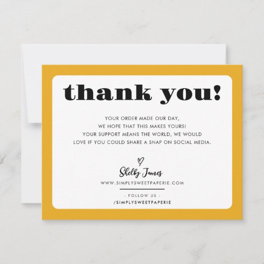 BUSINESS DANK U chic logo modern mosterd geel Bedankkaart (Voorkant)