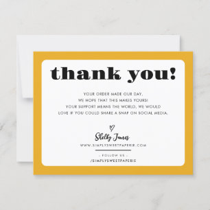 BUSINESS DANK U chic logo modern mosterd geel Bedankkaart
