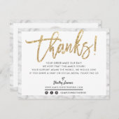 BUSINESS DANK U chic marmer goud glitter script Bedankkaart (Voorkant / Achterkant)