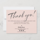 BUSINESS DANK U chic modern blush roze INKT LOGO Bedankkaart (Voorkant)