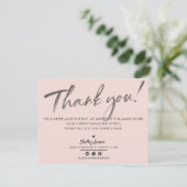 BUSINESS DANK U chic modern blush roze INKT LOGO Bedankkaart (Staand voorkant)