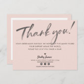 BUSINESS DANK U chic modern blush roze INKT LOGO Bedankkaart (Voorkant / Achterkant)