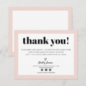 BUSINESS DANK U chic modern blush roze LOGO Bedankkaart (Voorkant / Achterkant)