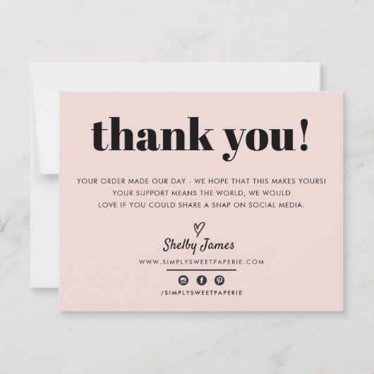 BUSINESS DANK U chic modern blush roze LOGO Bedankkaart (Voorkant)