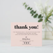 BUSINESS DANK U chic modern blush roze LOGO Bedankkaart (Staand voorkant)