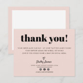 BUSINESS DANK U chic modern blush roze LOGO Bedankkaart (Voorkant / Achterkant)