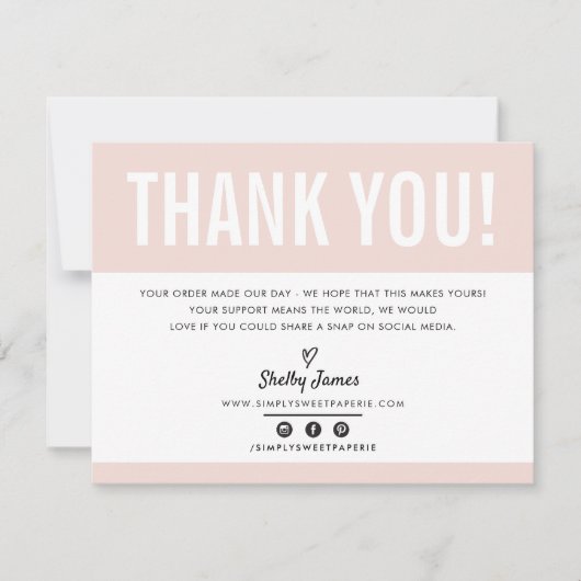 BUSINESS DANK U chic modern blush roze LOGO Bedankkaart (Voorkant)