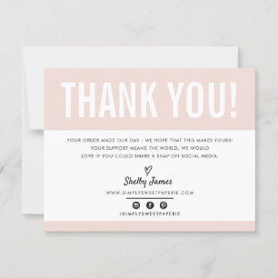 BUSINESS DANK U chic modern blush roze LOGO Bedankkaart
