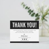 BUSINESS DANK U chic modern effen zwart LOGO Bedankkaart (Staand voorkant)