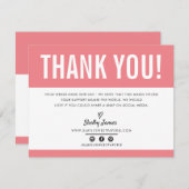 BUSINESS DANK U chic modern koraal LOGO Bedankkaart (Voorkant / Achterkant)