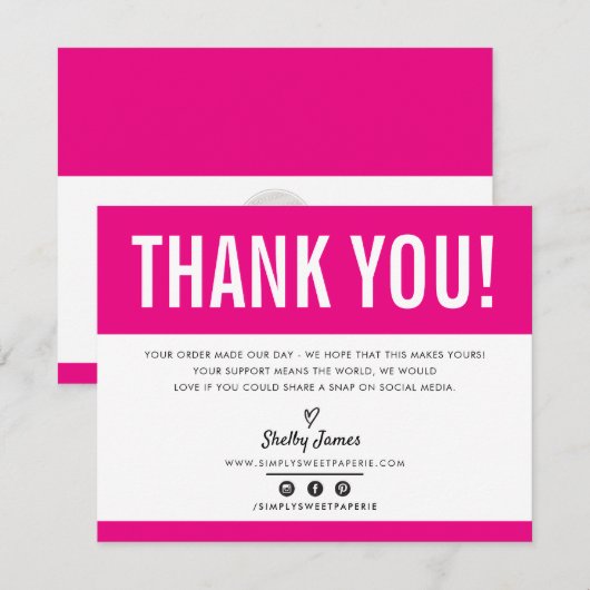 BUSINESS DANK U chic modern lichtroze LOGO Bedankkaart (Voorkant / Achterkant)